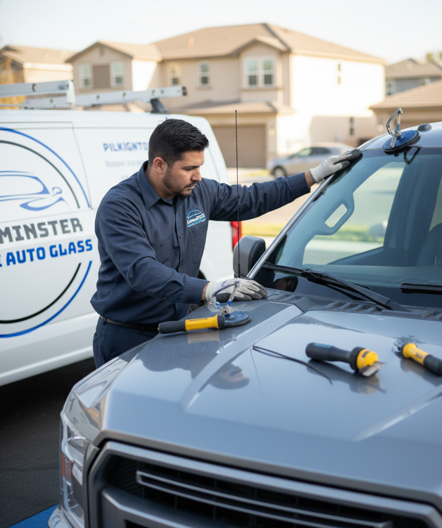 Westminster Mobile Auto Glass technician repairing windshield